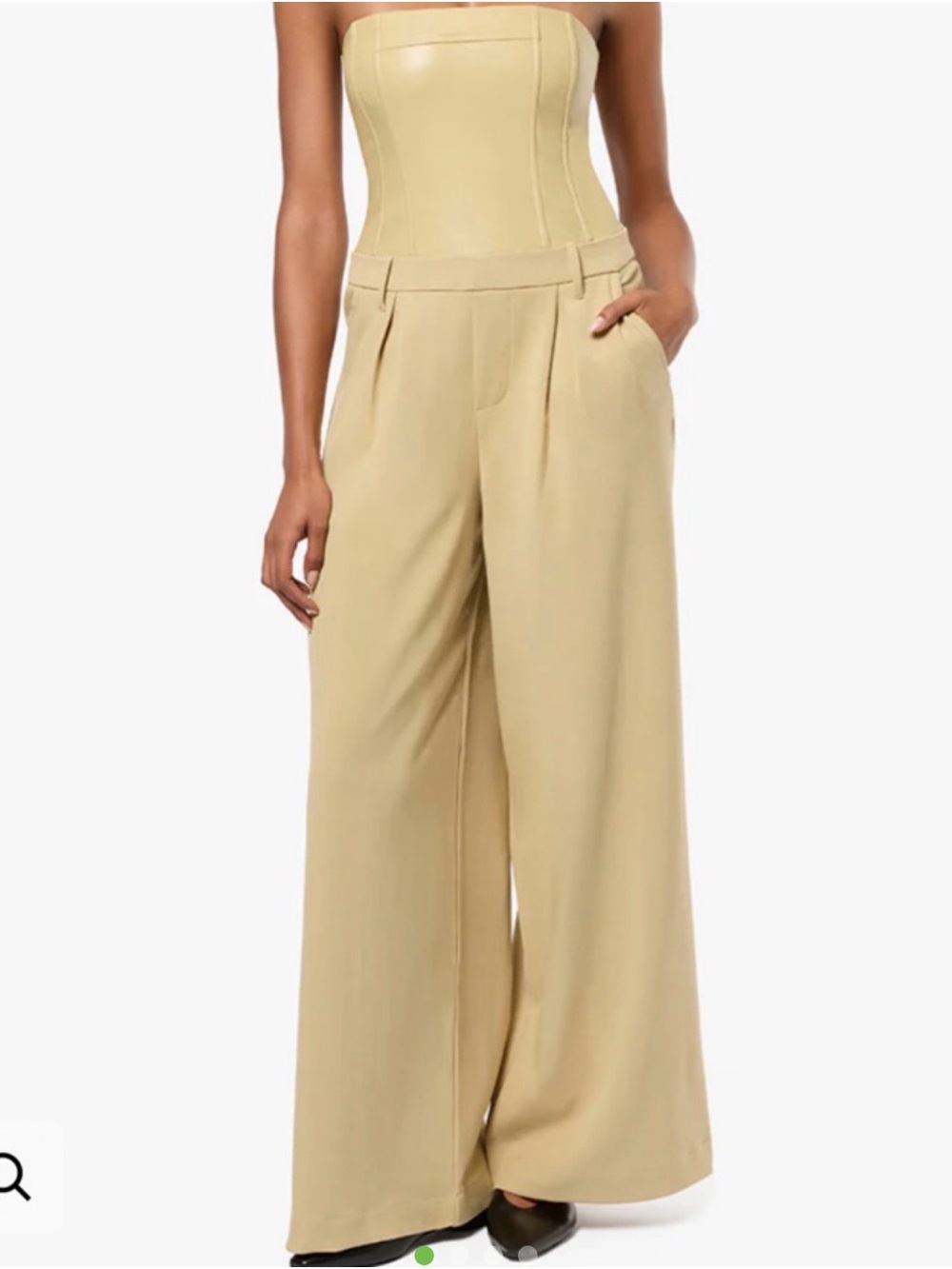 WeWoreWhat Wide-Leg High-Waist Trousers in Light Beige